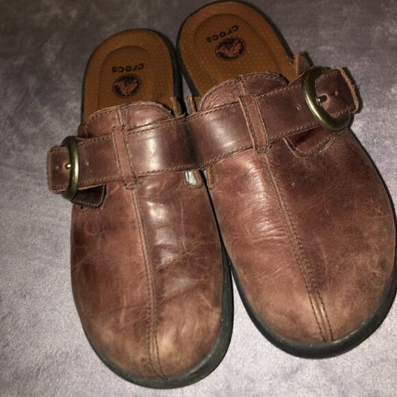 Crocs Brown Slide Mule Clogs Size 7 - Picture 1 of 11